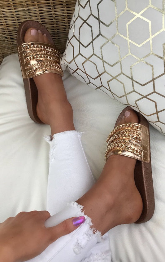 Cameron Rose Gold Chain Sliders