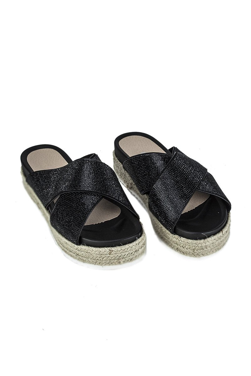 Carli Black Flatform Sliders