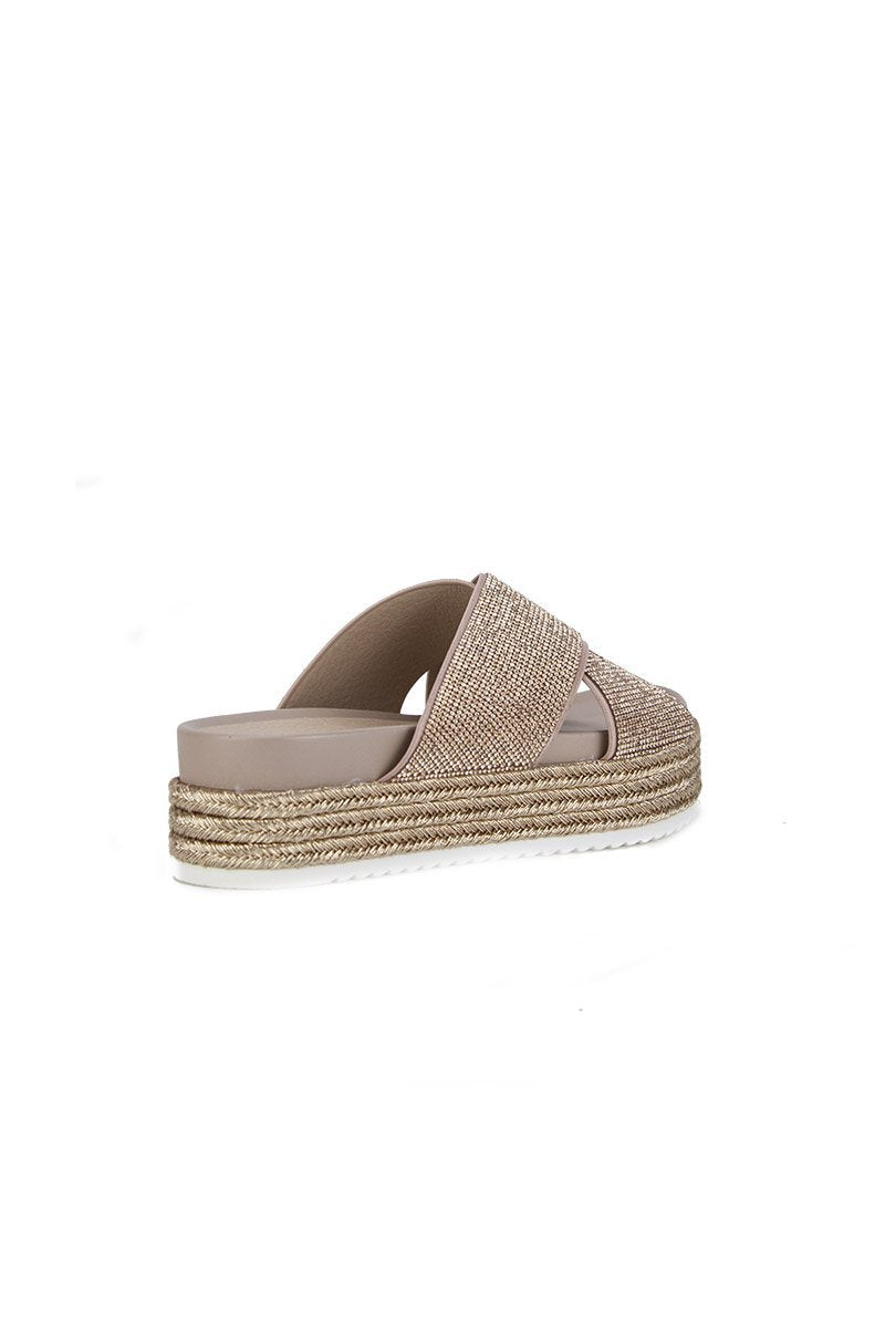 Carli Rose Gold Flatform Sliders