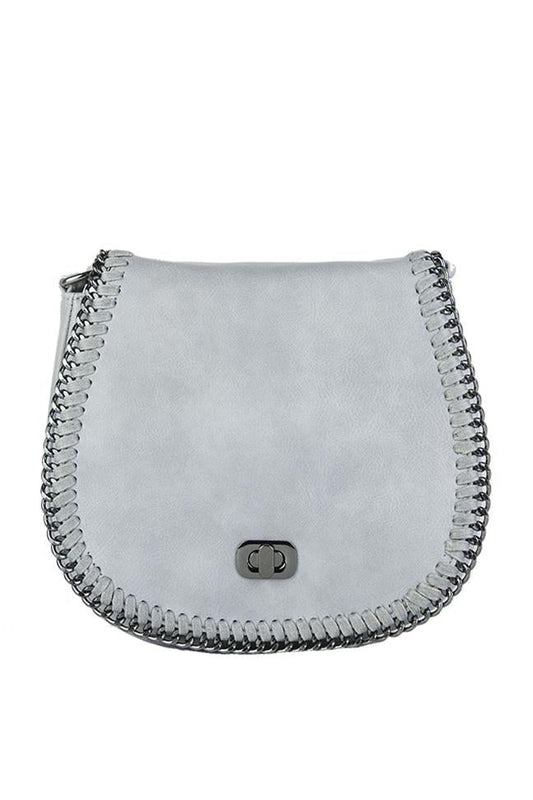 Carney Grey Chain Detail Shoulder Bag