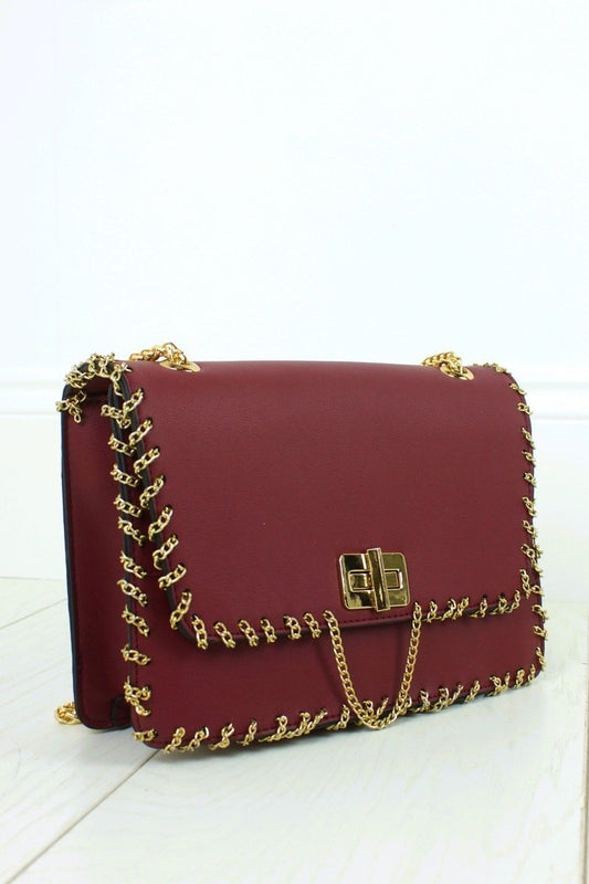 Carrie Burgundy Chain Shoulder Bag
