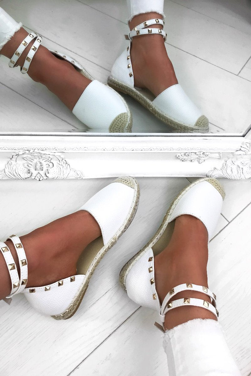 Celine White Stud Espadrilles