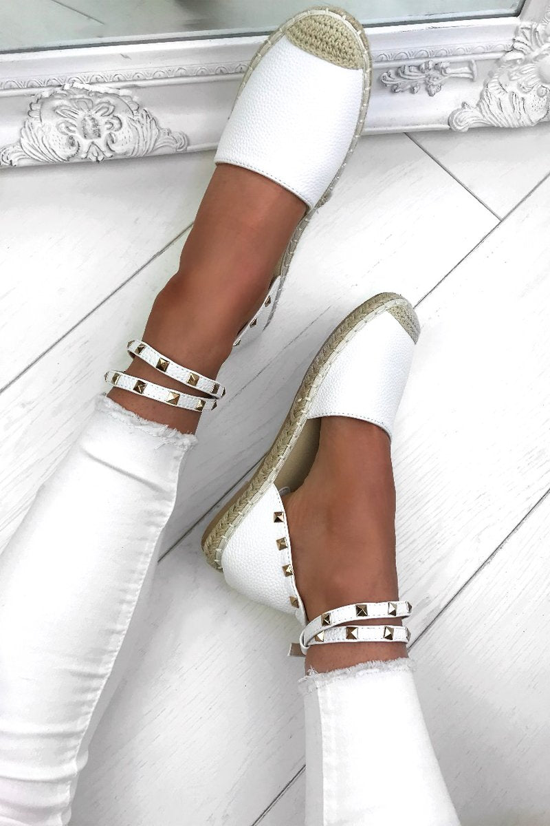 Celine White Stud Espadrilles