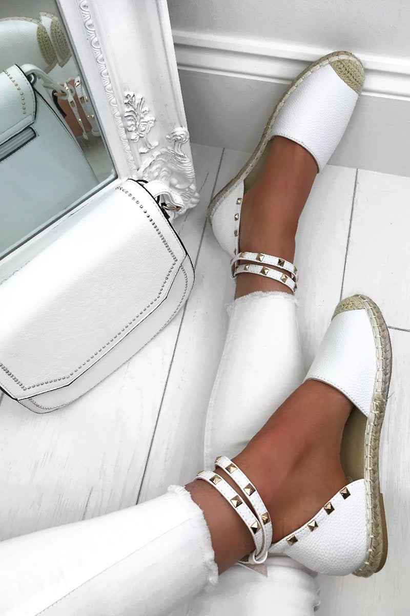 Celine White Stud Espadrilles