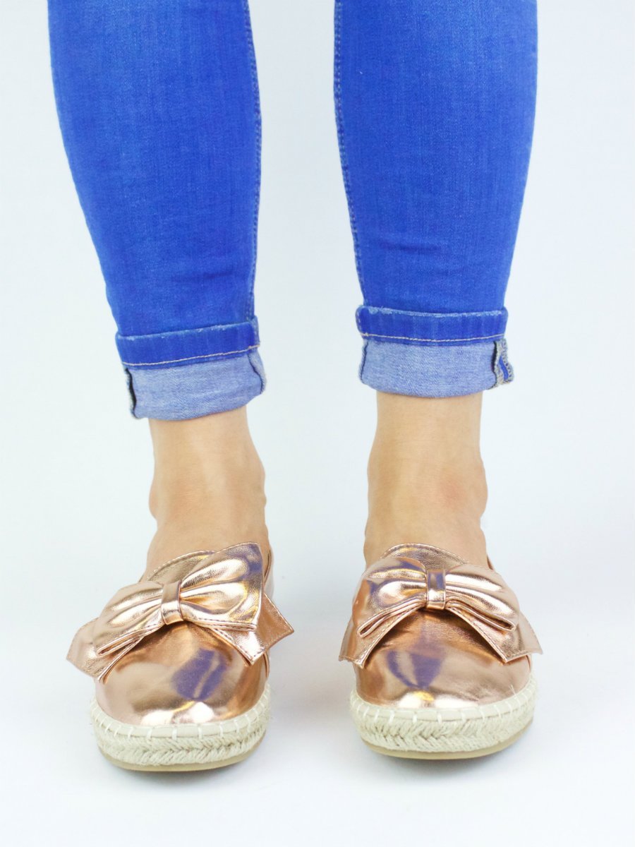 Ciara Rose Gold Espadrille Bow Pump