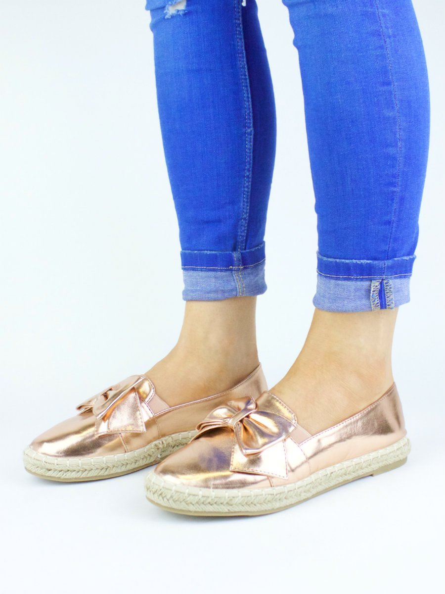 Ciara Rose Gold Espadrille Bow Pump