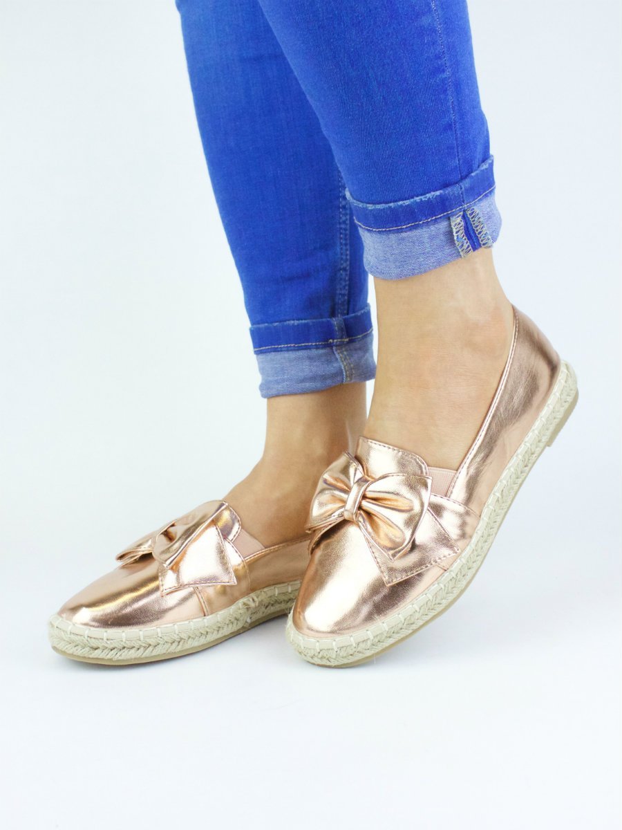 Ciara Rose Gold Espadrille Bow Pump