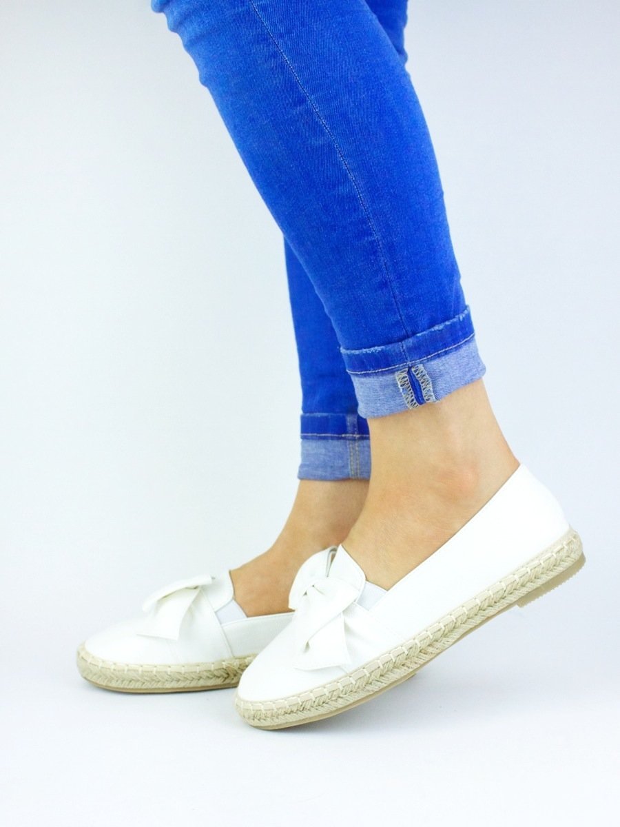 Ciara White Espadrille Bow Pumps