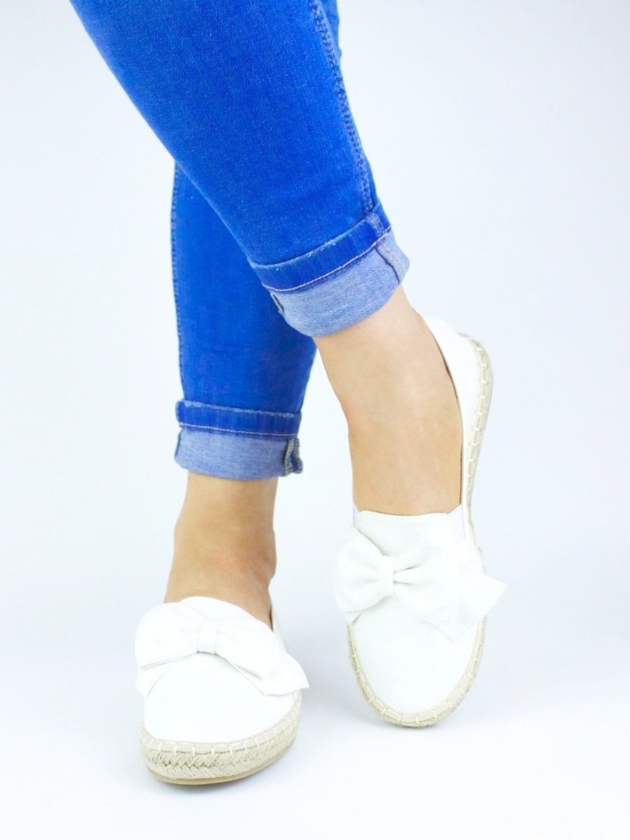 Ciara White Espadrille Bow Pumps