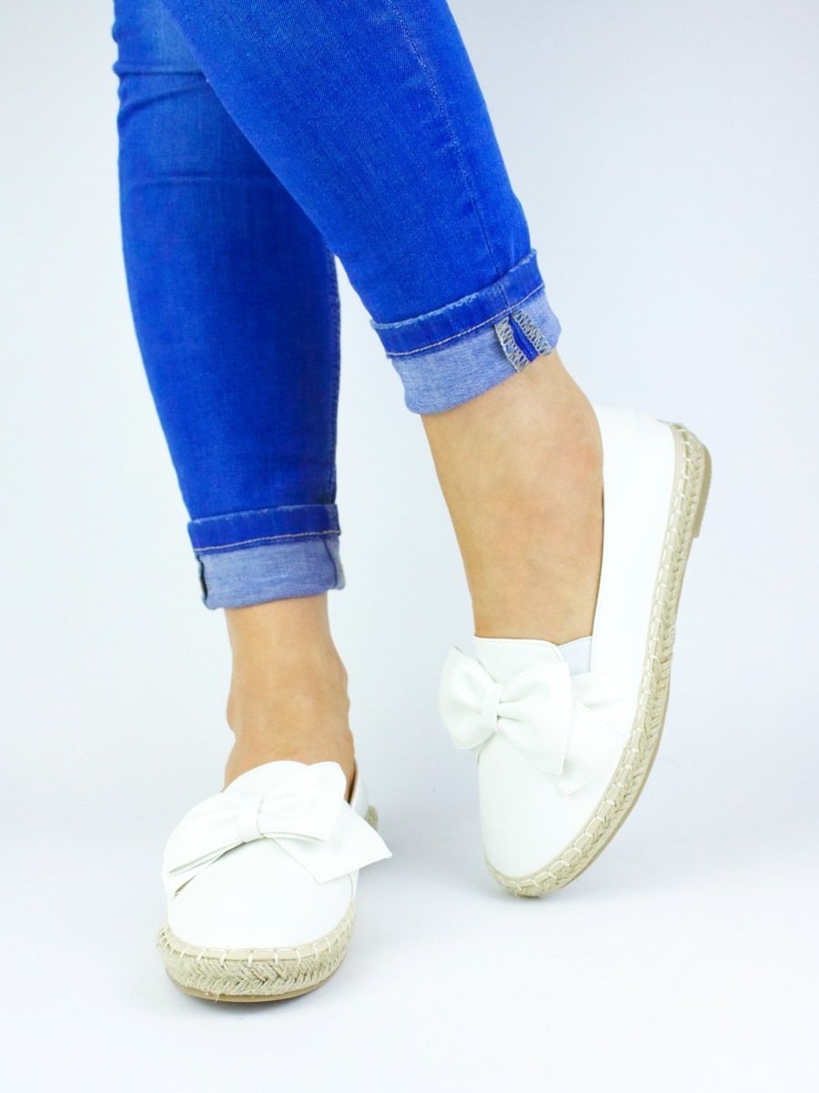 Ciara White Espadrille Bow Pumps