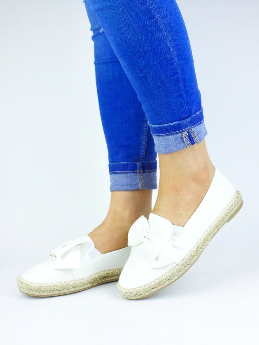 Ciara White Espadrille Bow Pumps