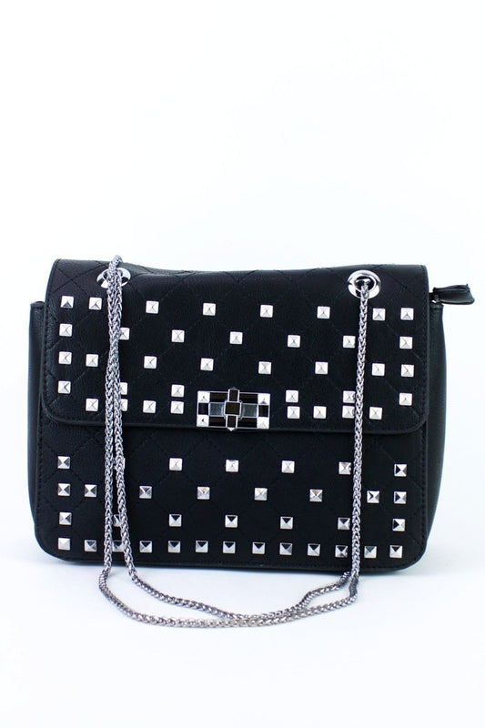 Clara Black Stud Shoulder Bag