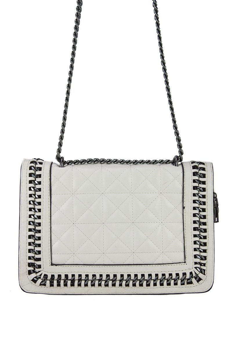 Claudine Beige Quilted Chain Bag
