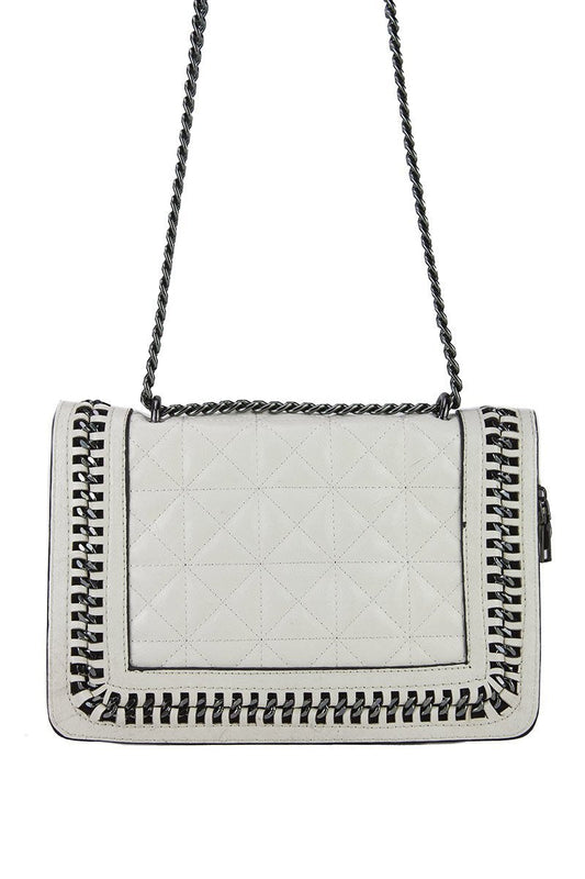 Claudine Beige Quilted Chain Bag