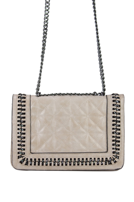 Claudine Nude Quilted Chain Bag