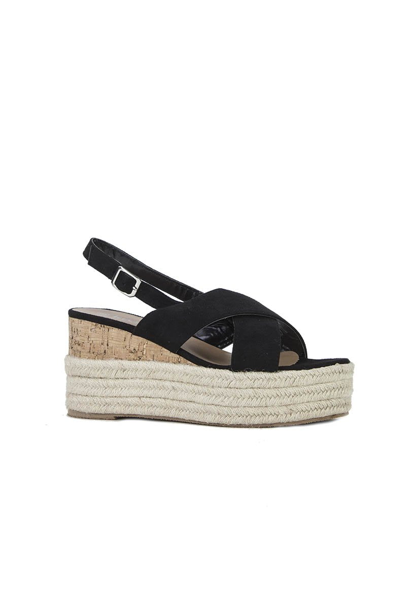 Darla Black Espadrille Wedges