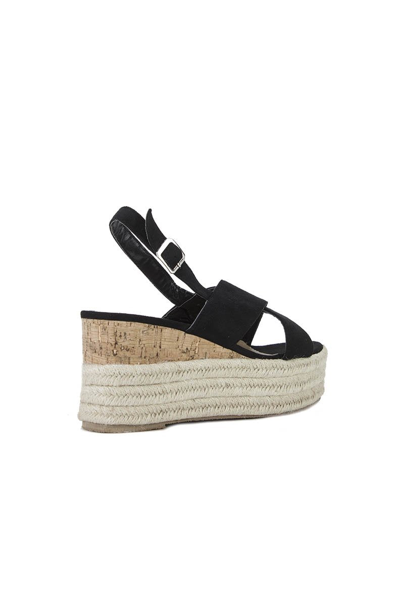 Darla Black Espadrille Wedges