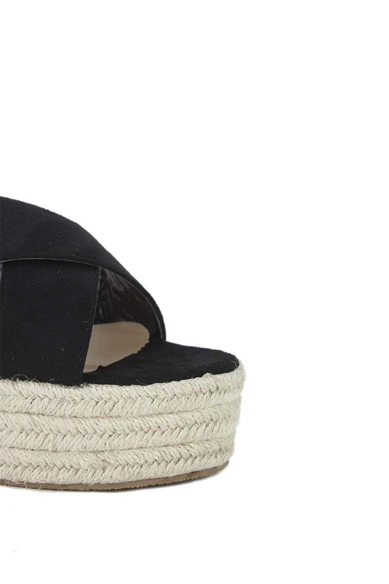 Darla Black Espadrille Wedges