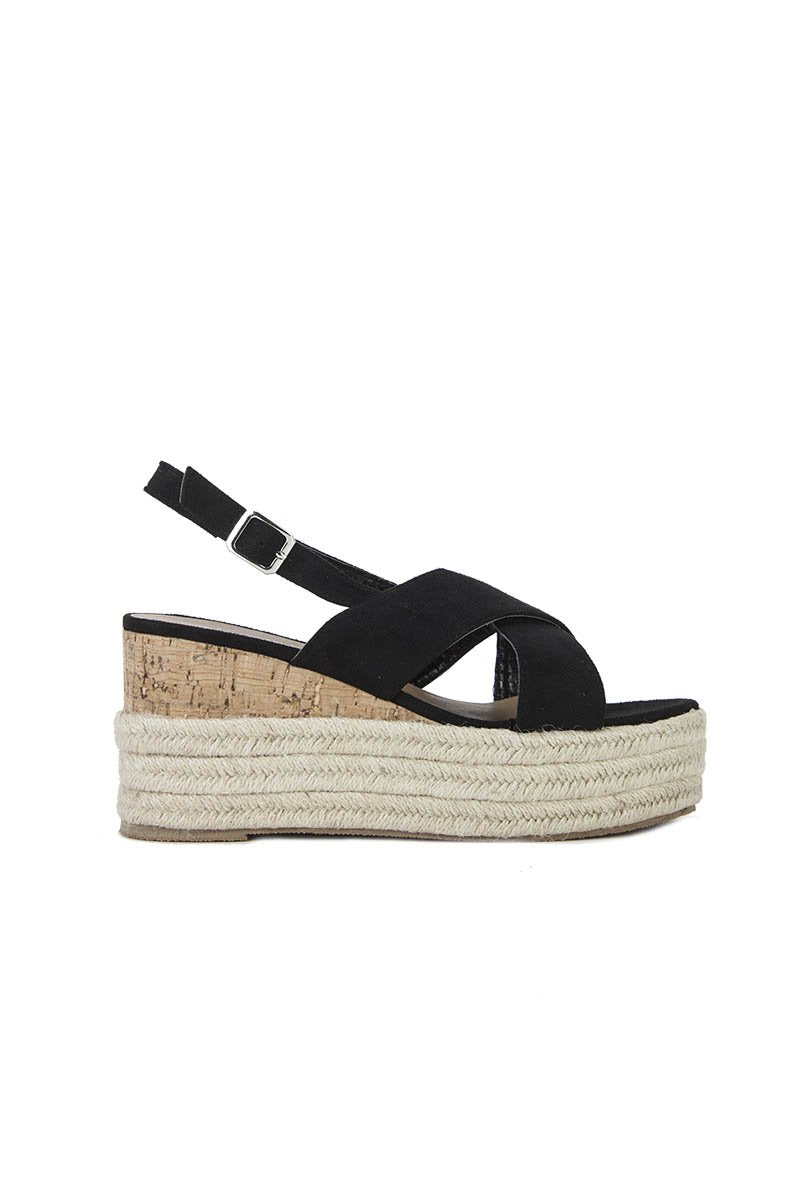 Darla Black Espadrille Wedges