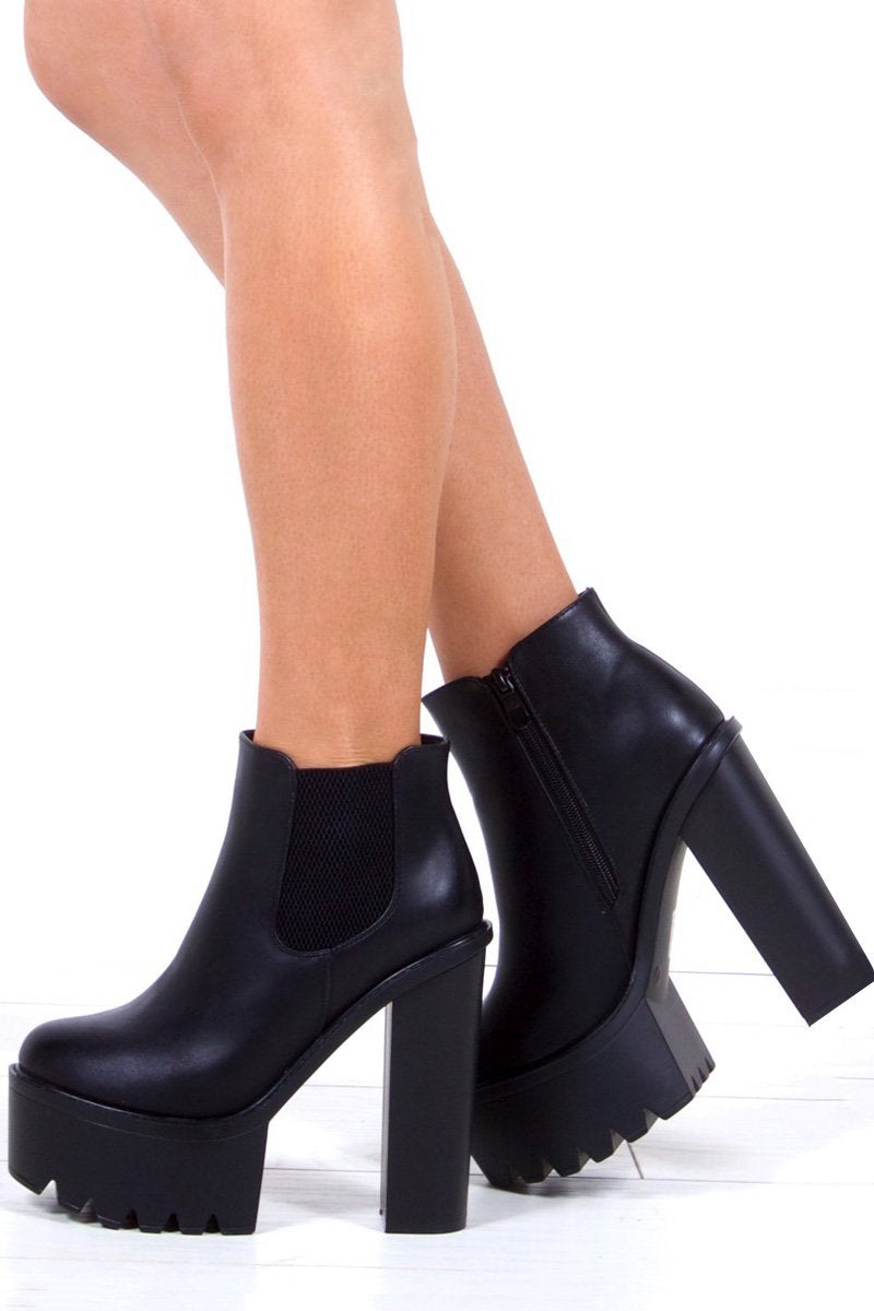 Demi Black Chunky Chelsea Boots With Elastic Detail