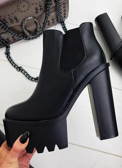 Demi Black Chunky Chelsea Boots With Elastic Detail