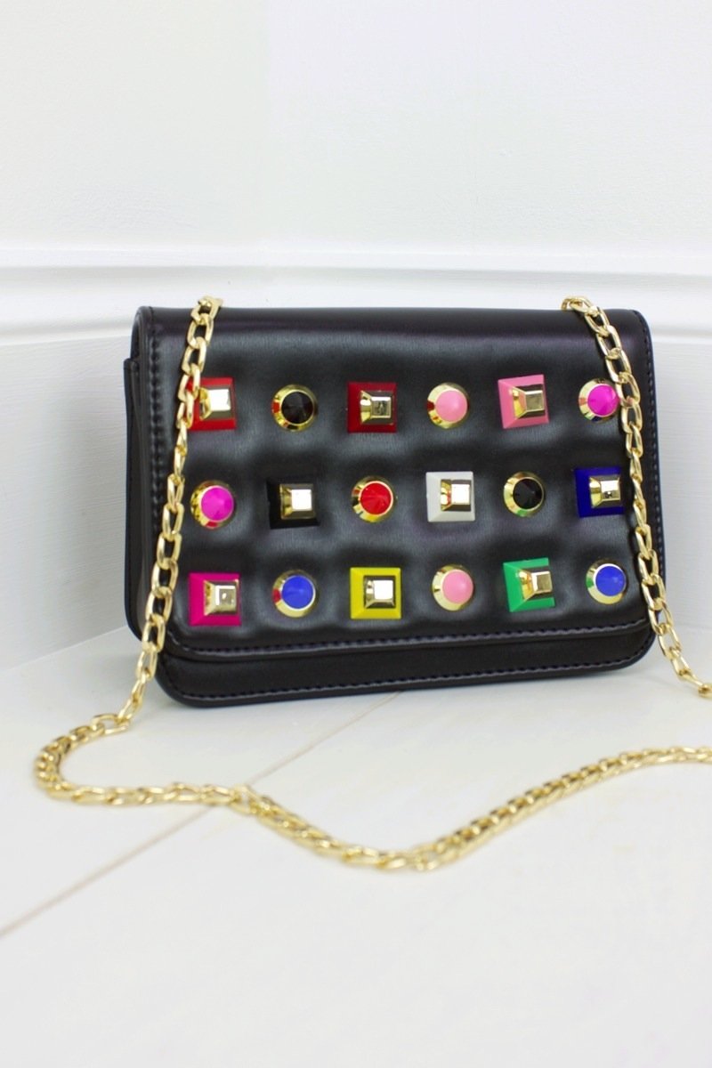 Dolly Black Stud Cross Body Bag