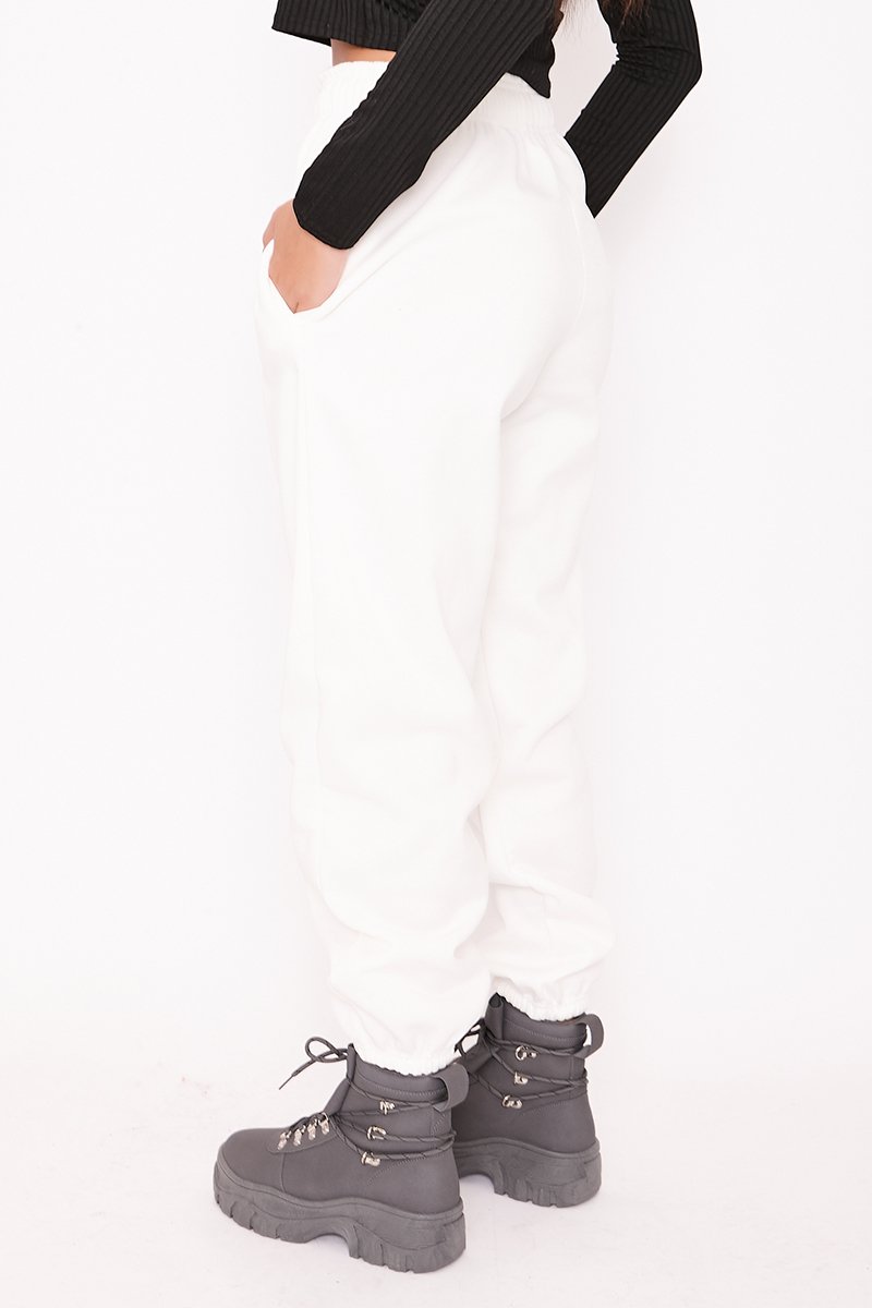 Elise Cream Basic Cuffed Hem Casual Joggers