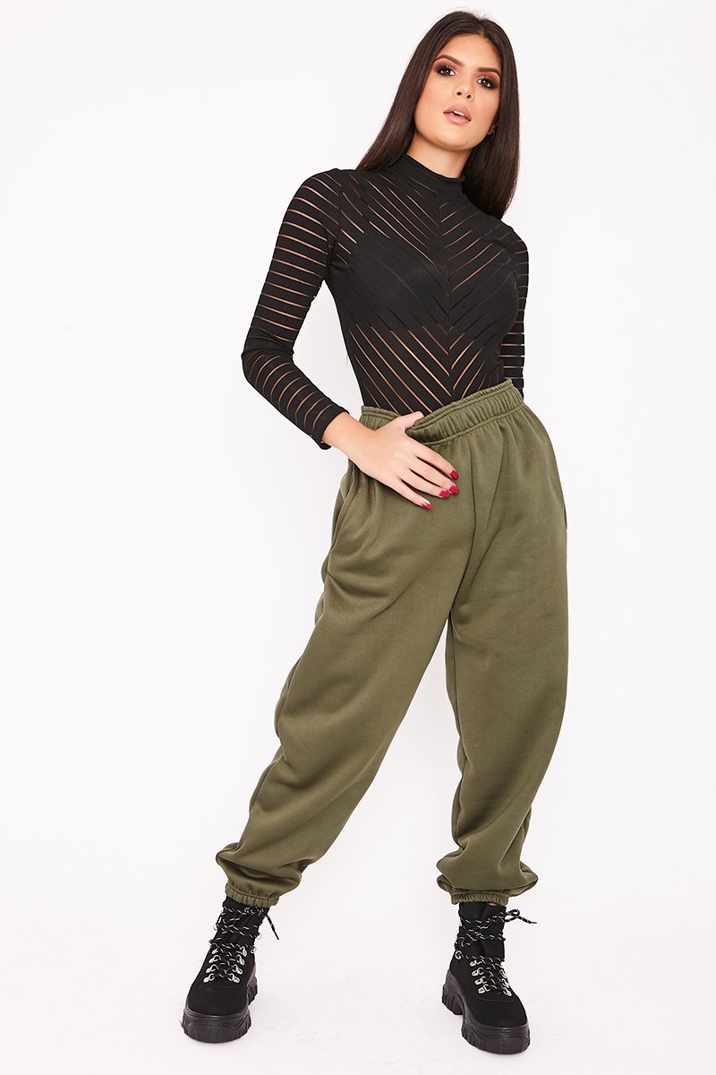 Elise Khaki Basic Cuffed Hem Casual Joggers