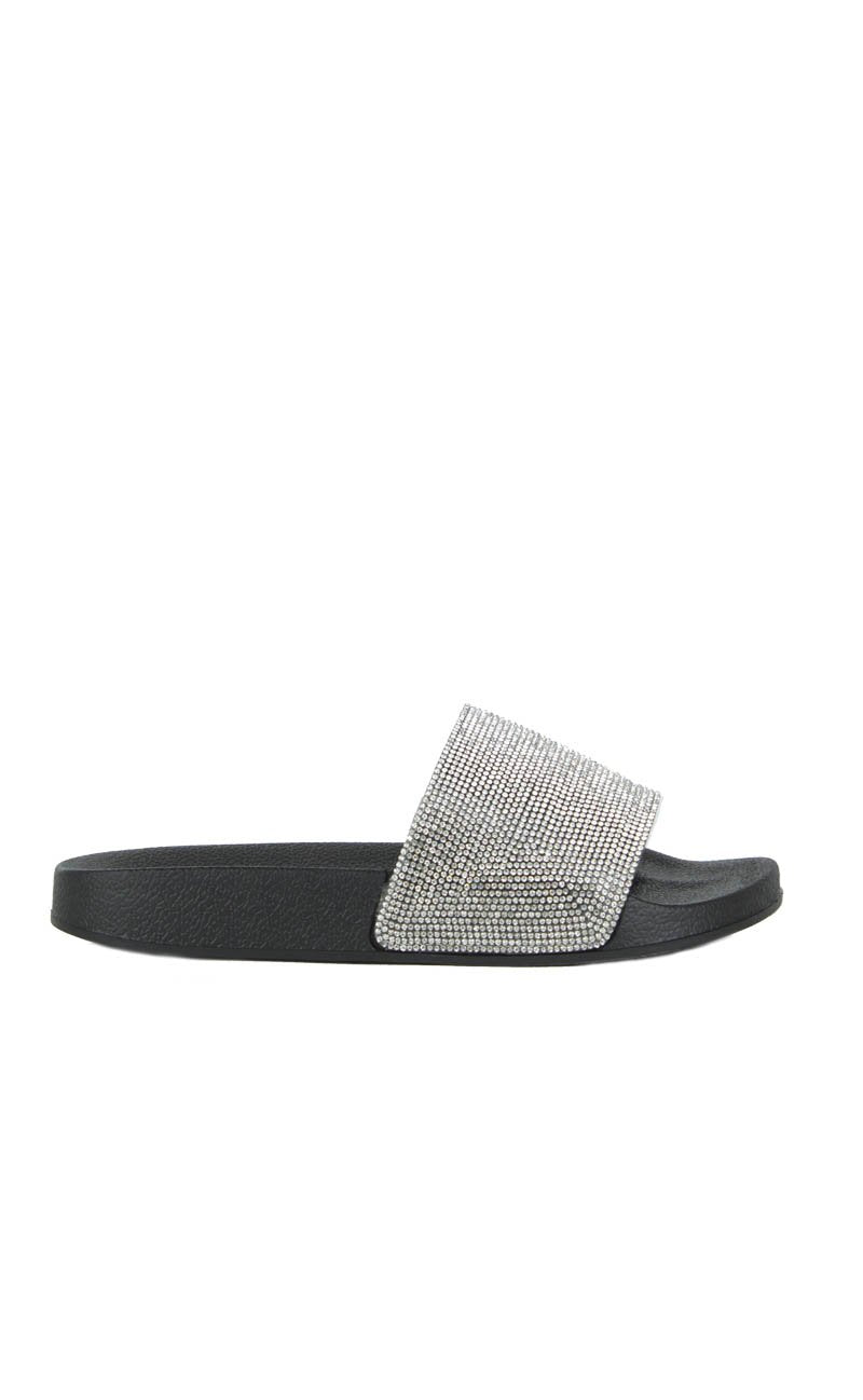 Ellie Black Diamante Sliders