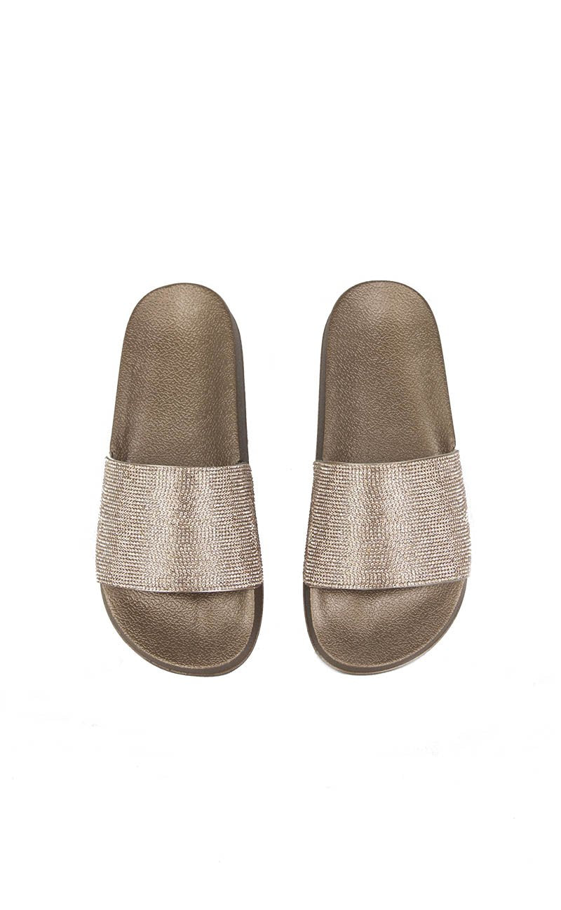 Ellie Rose Gold Diamante Sliders