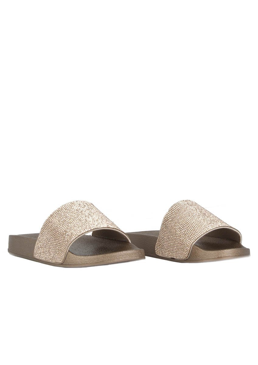 Ellie Rose Gold Diamante Sliders