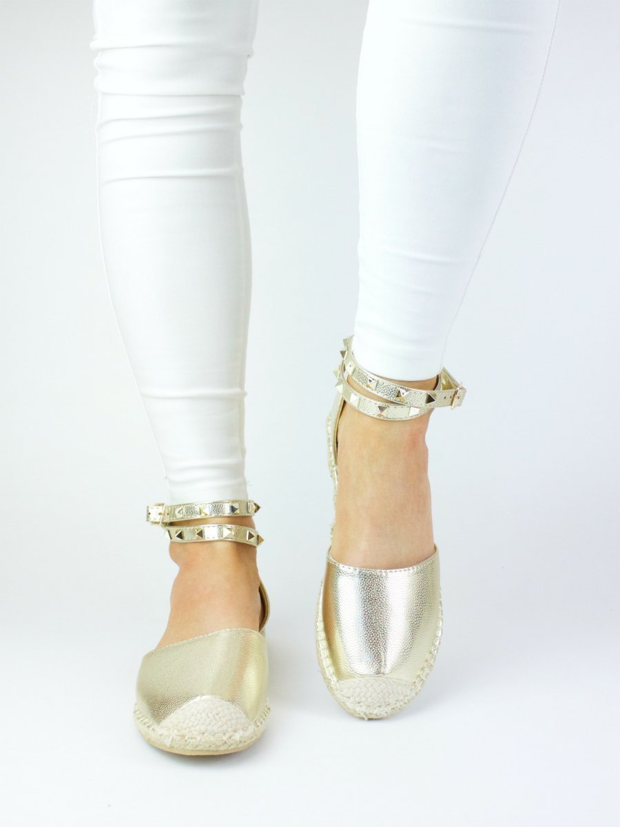 Eva Gold Stud Espadrille