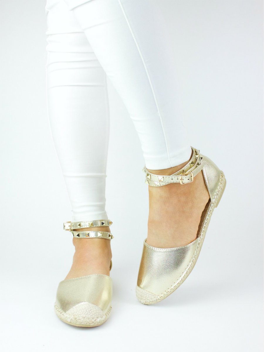 Eva Gold Stud Espadrille