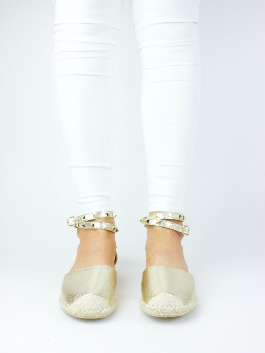 Eva Gold Stud Espadrille