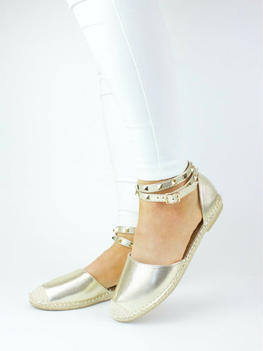 Eva Gold Stud Espadrille