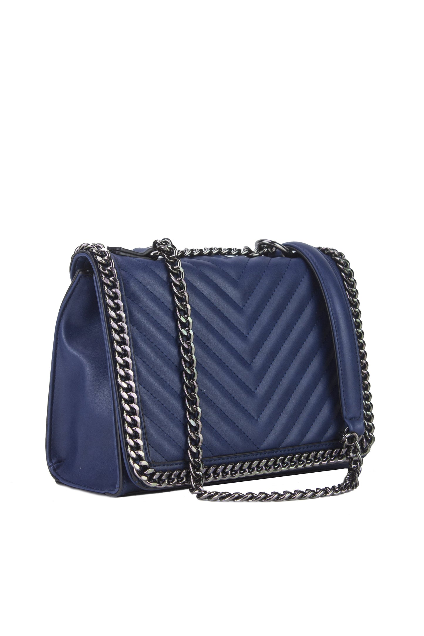 Eve Blue Quilted Chain Cross Body Bag