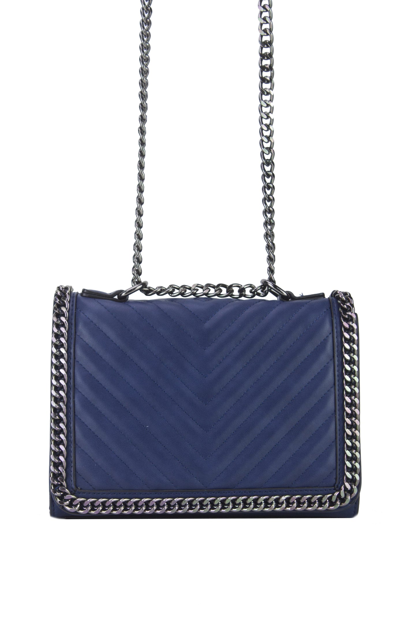 Eve Blue Quilted Chain Cross Body Bag