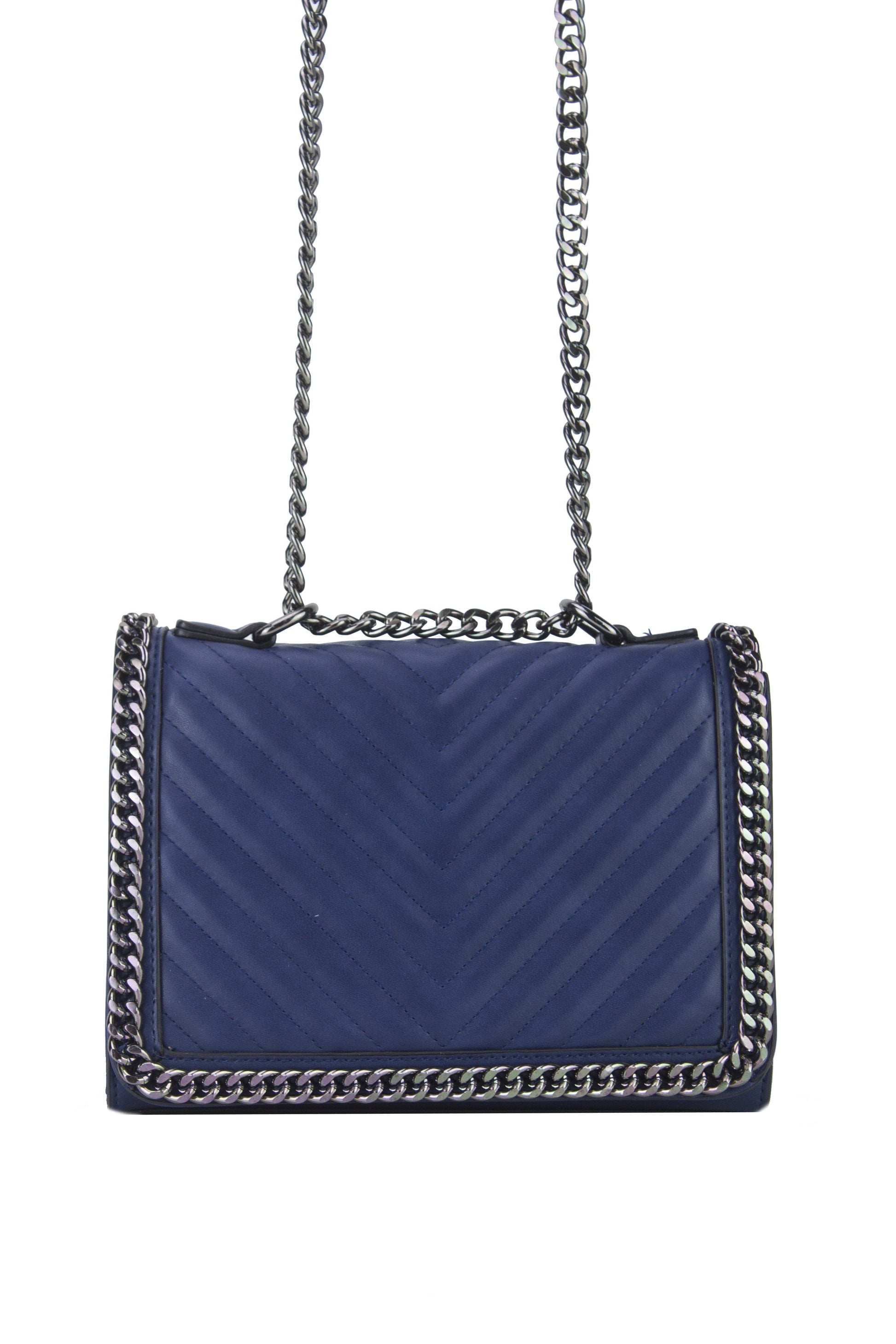 Eve Blue Quilted Chain Cross Body Bag