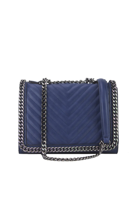 Eve Blue Quilted Chain Cross Body Bag