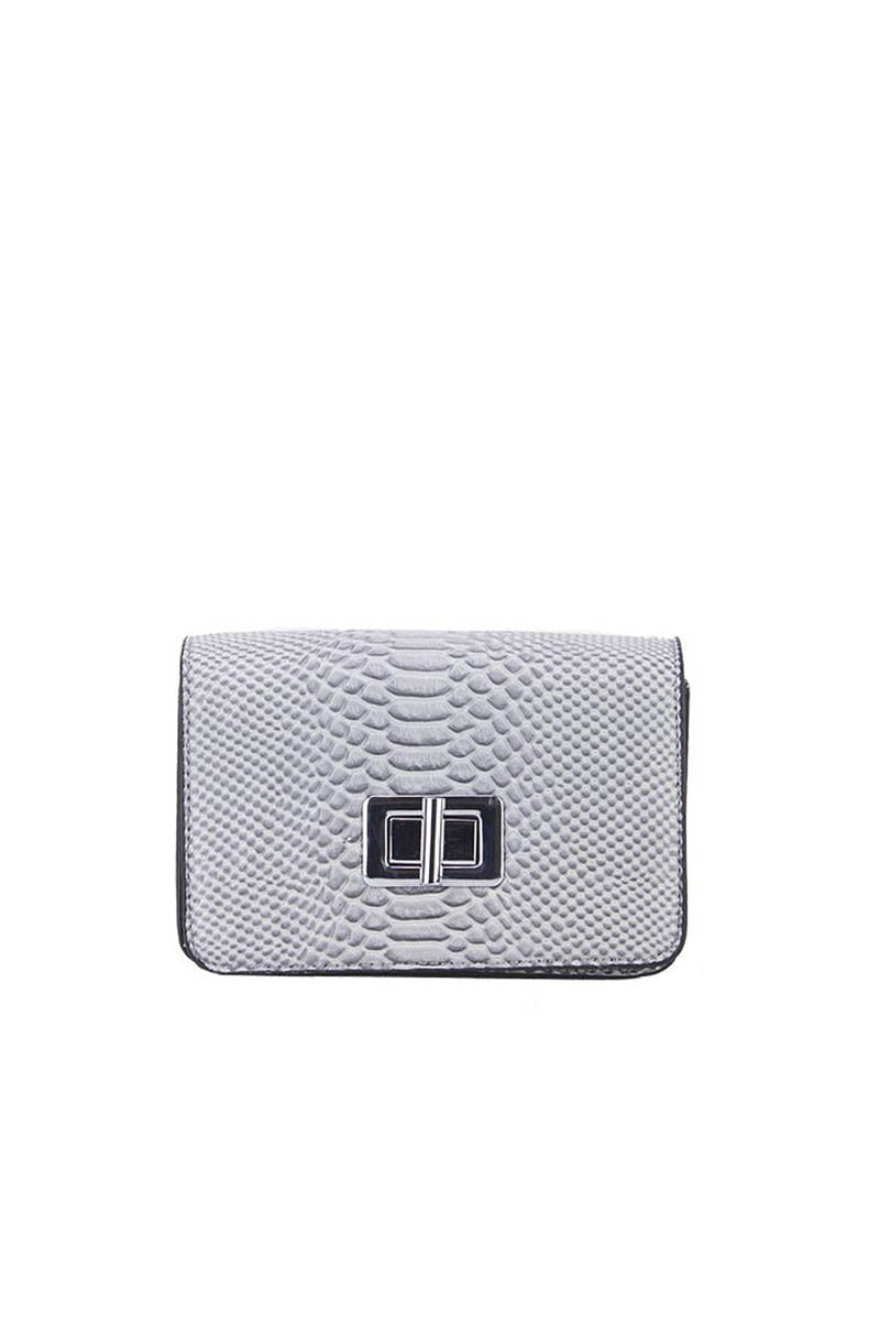 Evelyn Grey Snake Print Shoulder Bag