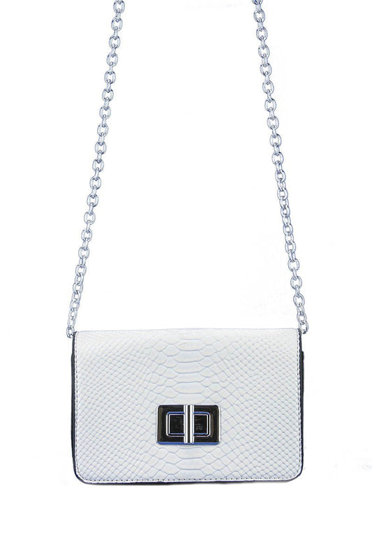 Evelyn White Snake Print Shoulder Bag