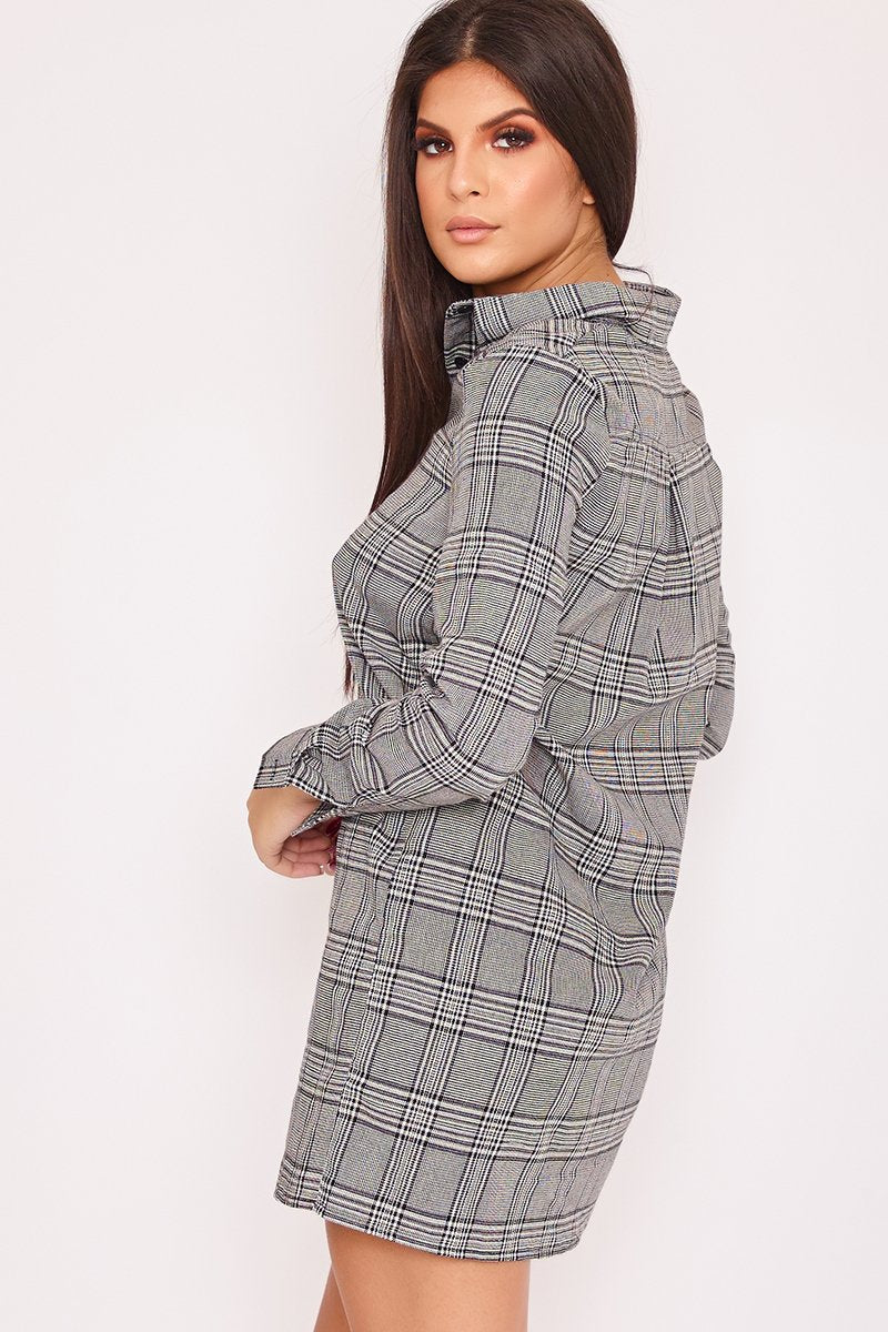 Evie Monochrome Checked Shirt Dress