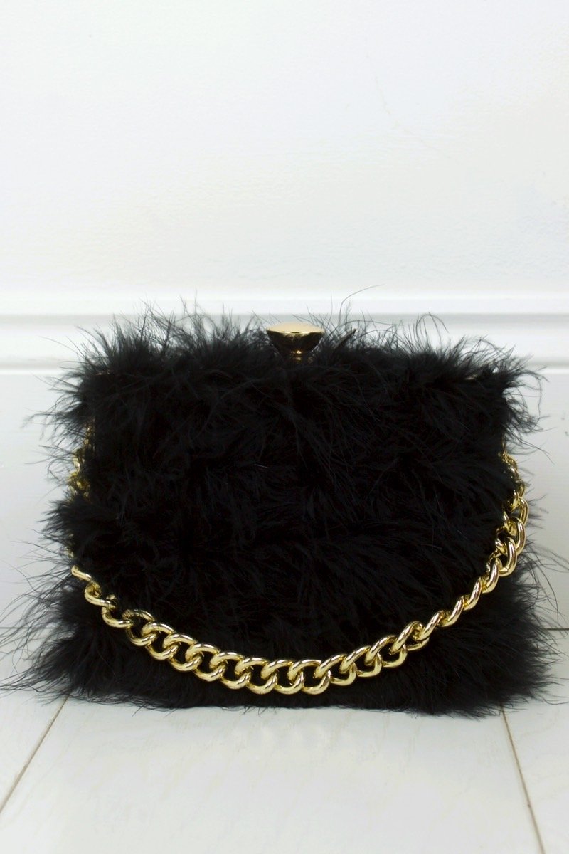 Felicity Black Feather Bag