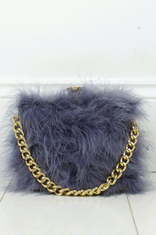 Felicity Grey Feather Bag