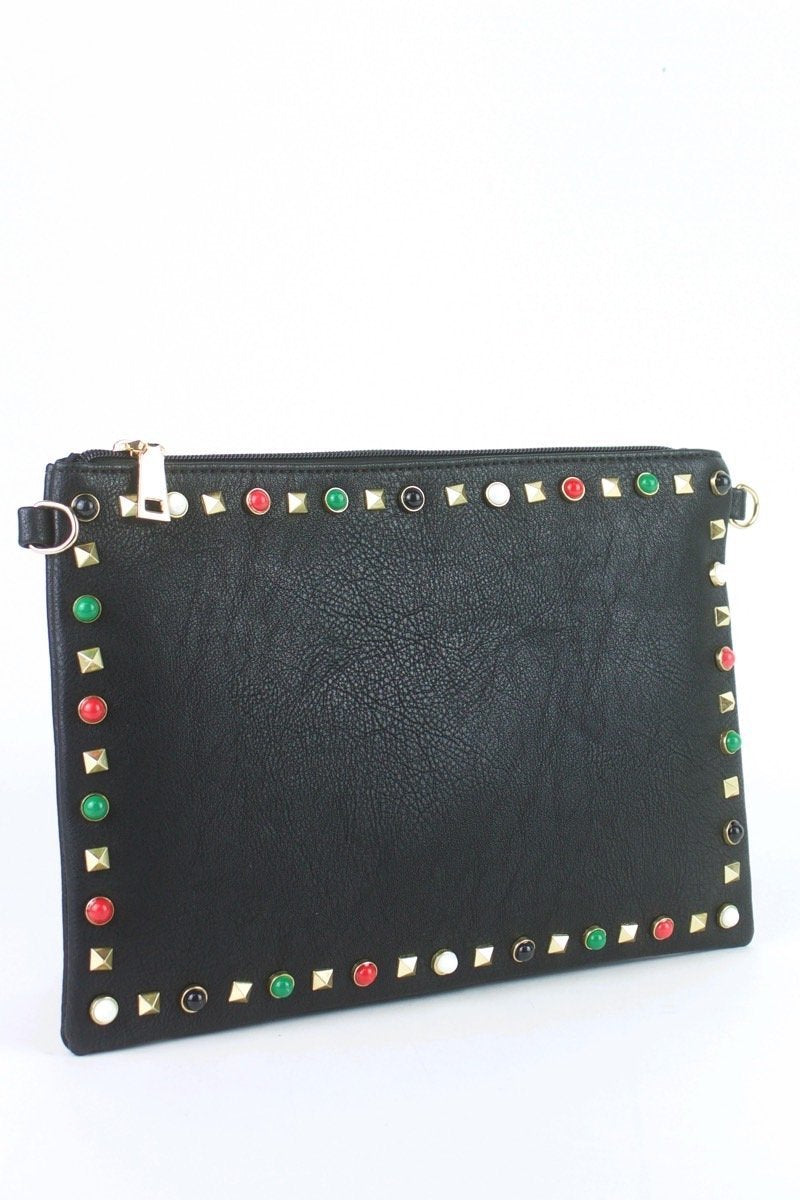 Freya Black Stud Clutch Bag