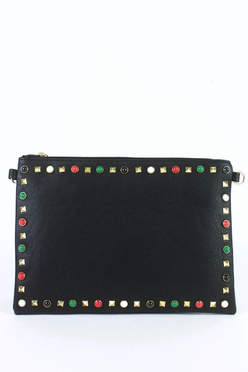 Freya Black Stud Clutch Bag