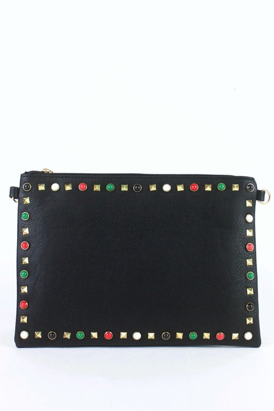 Freya Black Stud Clutch Bag