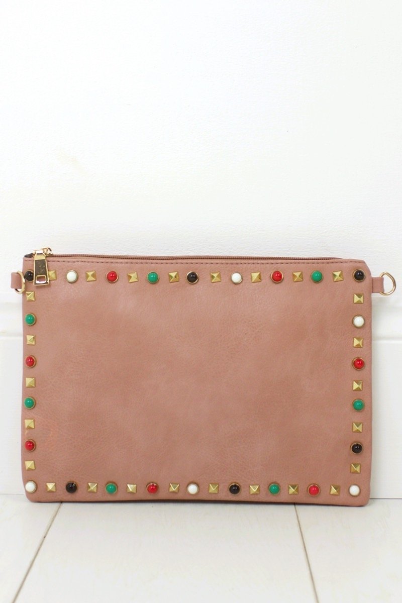Freya Pink Stud Clutch Bag