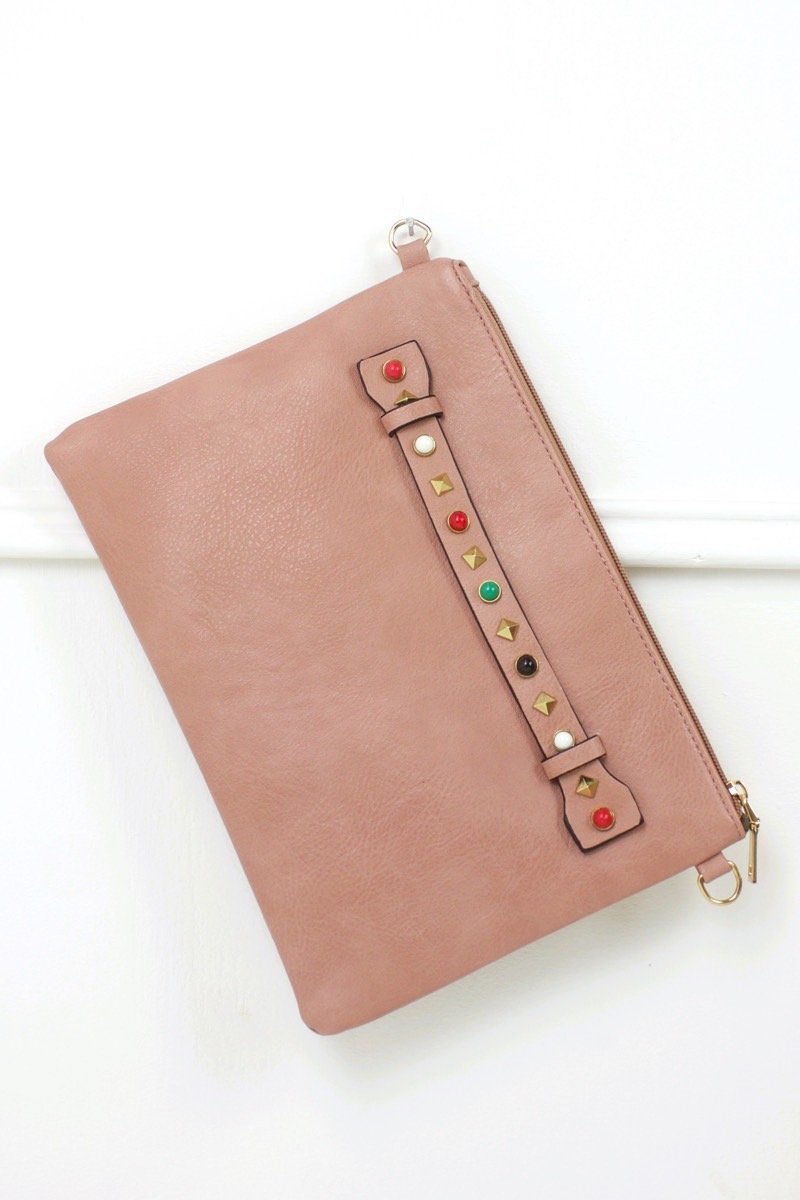 Freya Pink Stud Clutch Bag