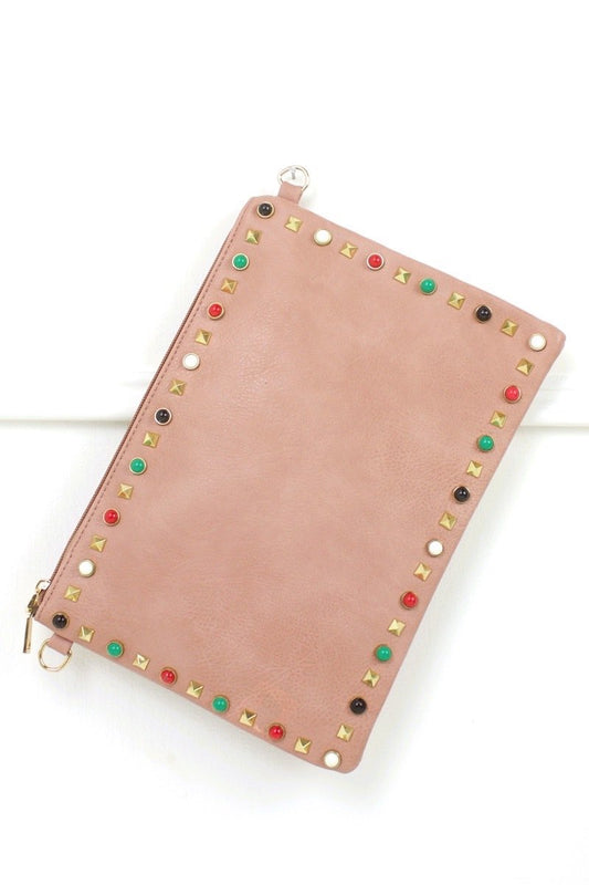 Freya Pink Stud Clutch Bag